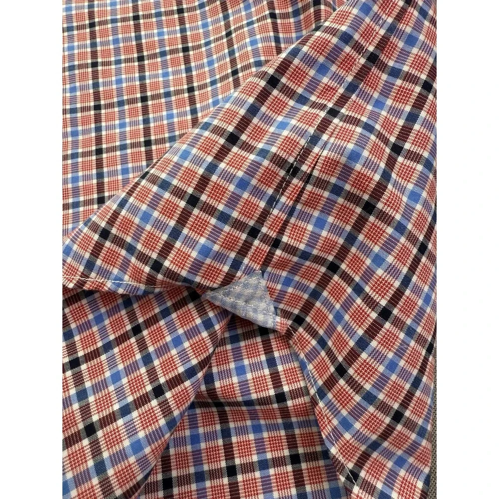 Banana Republic Button Up Shirt Tailored Grant Fit Red Blue Black Non-Iron Large
